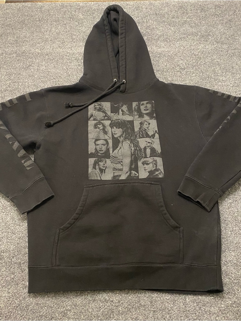 Taylor Swift Black Graphic Hoodie with Photo Collage Eras Tour